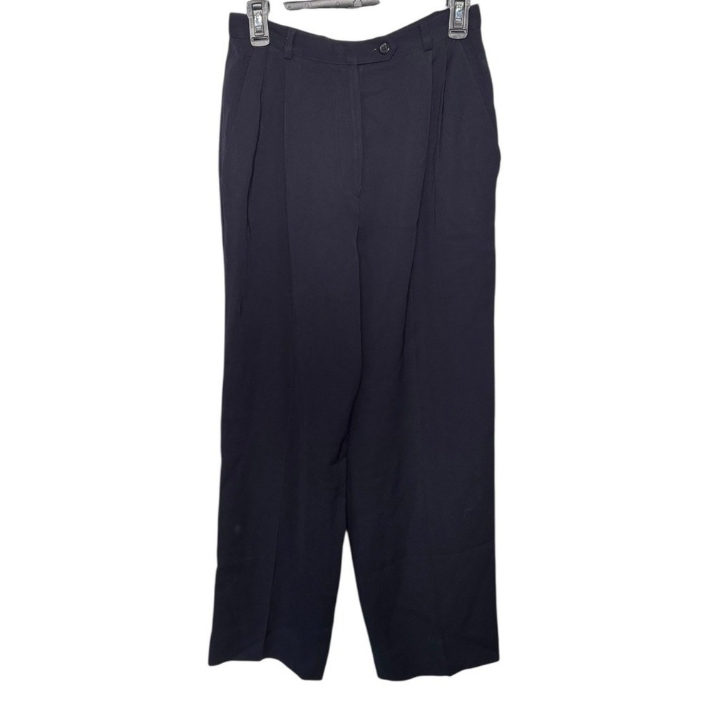 Vintage Burberrys‎ Wool Trouser Pants Navy Womens 8 Career Office Pleated